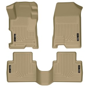 Honda Accord Floor Liners - Front + Rear - Husky Liners - WeatherBeater Combo, One-Piece 2nd Row - Tan - `08-`12